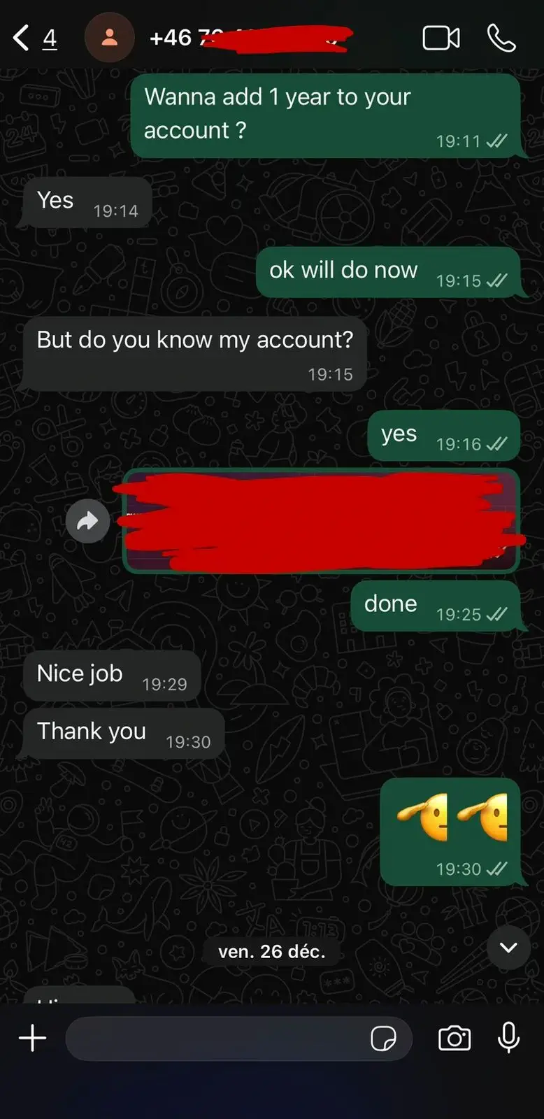 IPTV Fusion customer review screenshot 9 — verified WhatsApp feedback