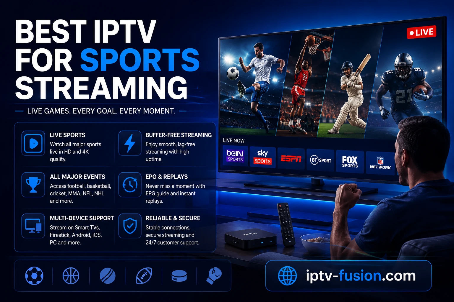 IPTV sports channels list NFL NBA Champions League UFC 2026